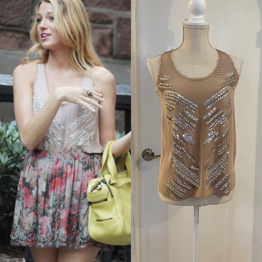 Madison Marcus Rhinestone Top ASO Gossip Girl Serena Van Der Woodsen XS